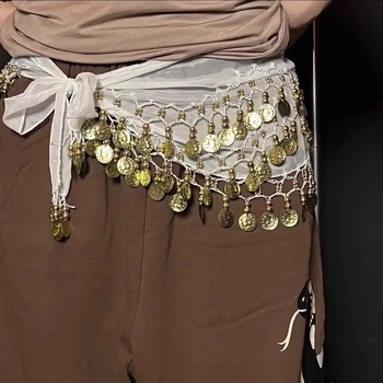 Derékszíj flitterekkel és érmekkel táncos viselethez, női felnőtteknek (Anyag: Szövés; Övcsaták: Egy hurok; Nem: Nő; Korcsoport: Felnőttek)