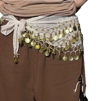 Derékszíj flitterekkel és érmekkel táncos viselethez, női felnőtteknek (Anyag: Szövés; Övcsaták: Egy hurok; Nem: Nő; Korcsoport: Felnőttek)