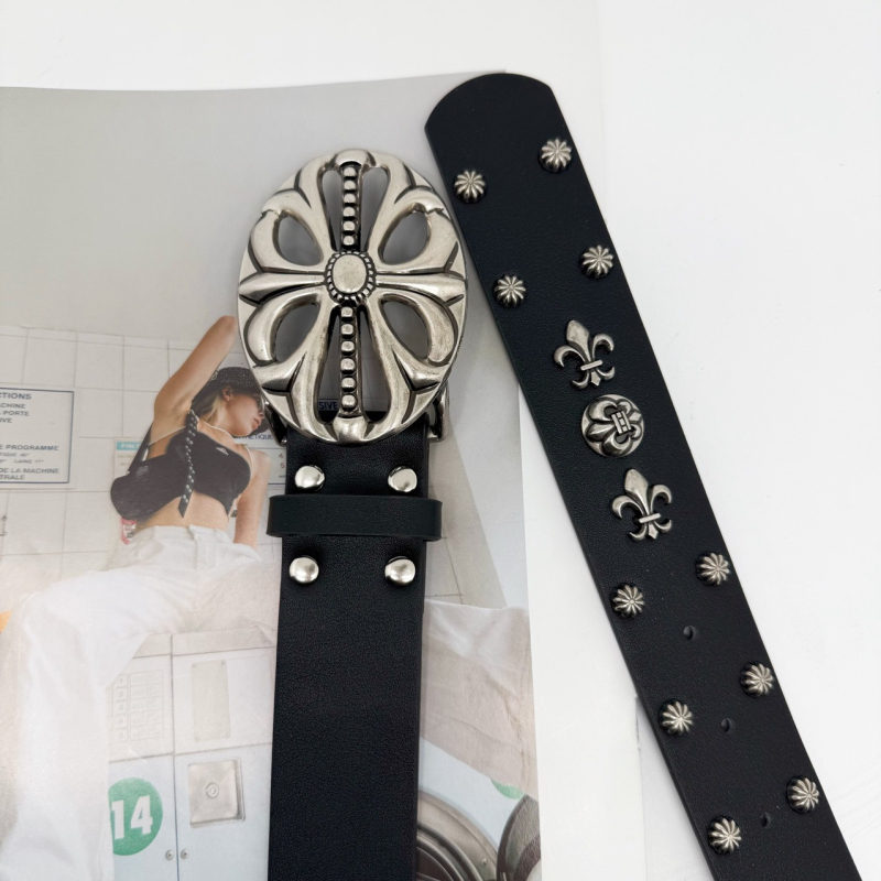 Punk stil pojas za hlače s križno izrezanom pločom i kopčom od legure, PU koža, širina 2-4 cm, zima 2023