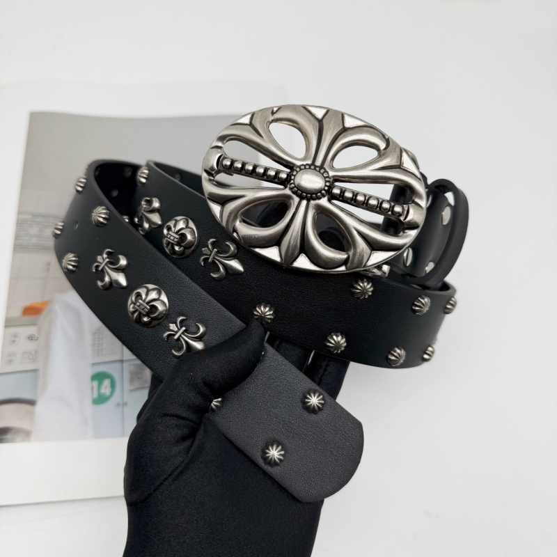 Punk stil pojas za hlače s križno izrezanom pločom i kopčom od legure, PU koža, širina 2-4 cm, zima 2023