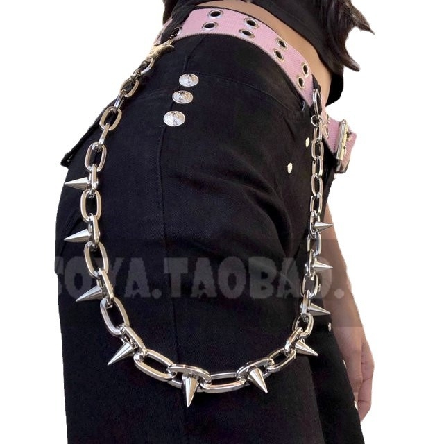Rivet pojas za struk u punk stilu, ručno izrađeno, metal, čelična kopča, kuka za zatvaranje, proljeće 2023