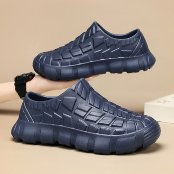 Férfi konyhai esőcsizma – EVA felső rész, EVA hab talp, csúszásmentes, kerek orr, boka körüli magasság, belső bélés nélkül, professzionális modell 24w01