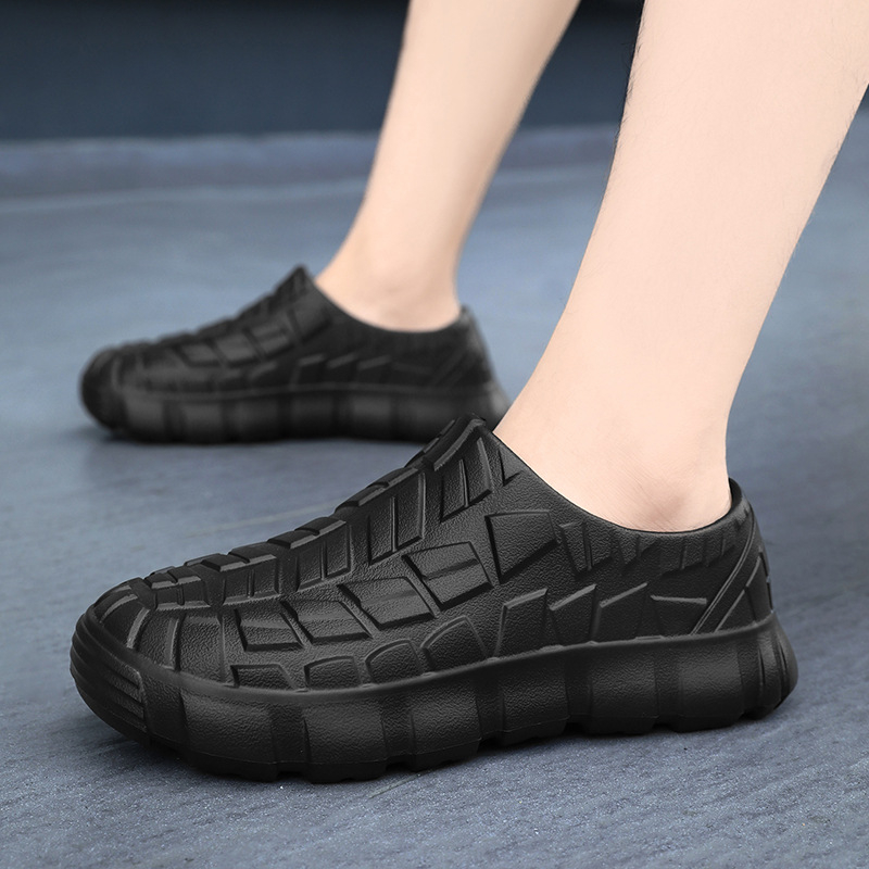 Férfi konyhai esőcsizma – EVA felső rész, EVA hab talp, csúszásmentes, kerek orr, boka körüli magasság, belső bélés nélkül, professzionális modell 24w01