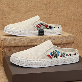 Manjianghong muške ljetne slip-on tenisice, ribarski stil ploče, corduroy gornji dio, PVC potplat