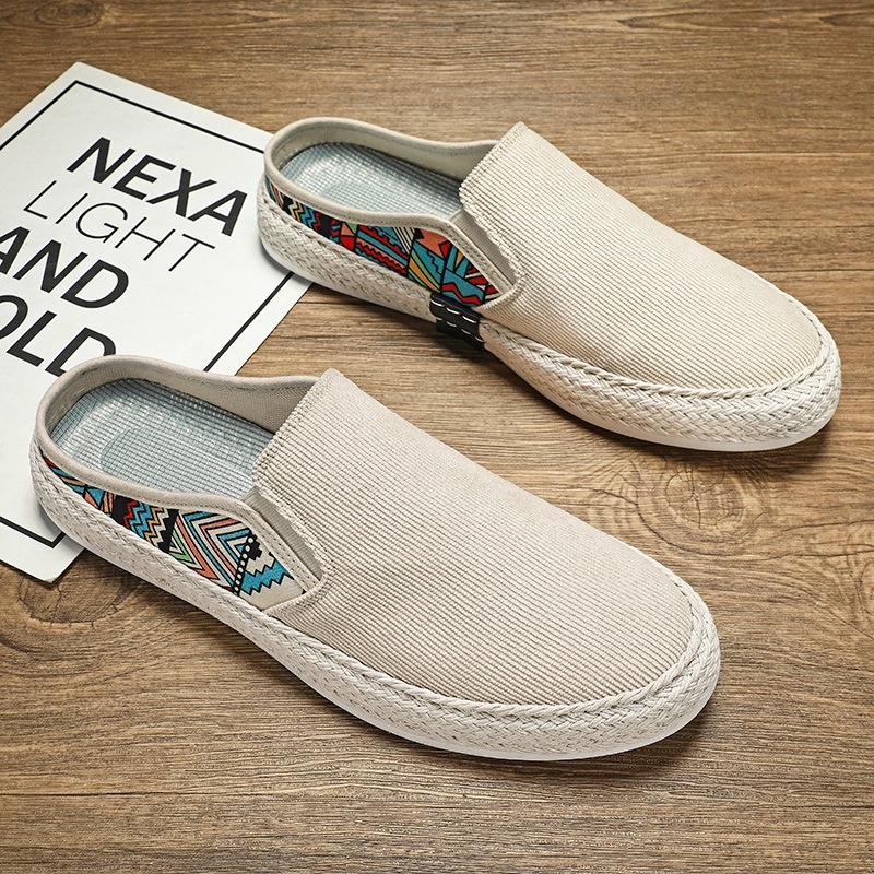 Manjianghong muške ljetne slip-on tenisice, ribarski stil ploče, corduroy gornji dio, PVC potplat