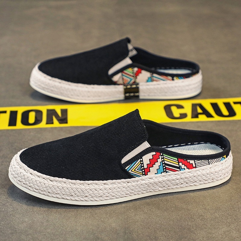 Manjianghong muške ljetne slip-on tenisice, ribarski stil ploče, corduroy gornji dio, PVC potplat