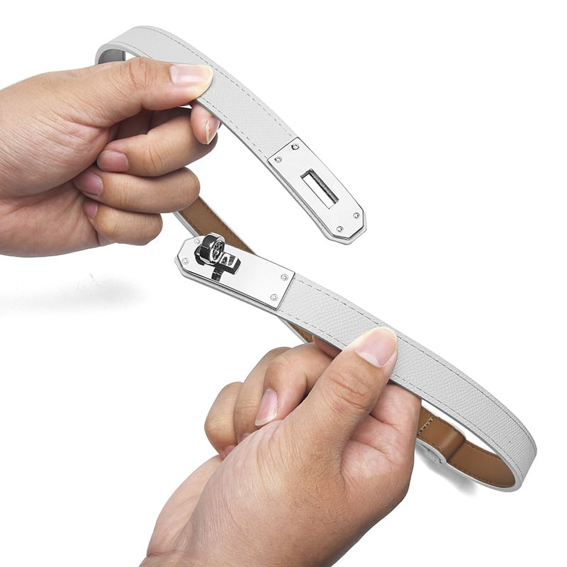 Női öv műbőrből téglalap alakú övcsattal, ötvözet, automata csat, állítható derék, 2025 ősz