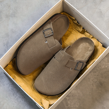 Birkenstock stil papuče s korkom, protuklizne, za muškarce, jesen-zima, gornji dio od mikrovlatene kože