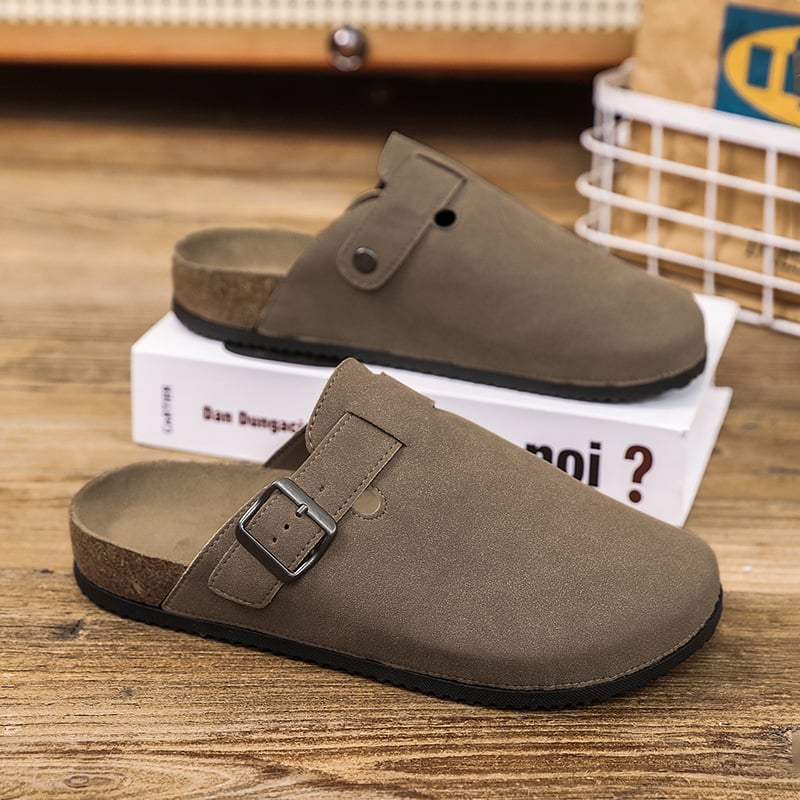 Birkenstock stil papuče s korkom, protuklizne, za muškarce, jesen-zima, gornji dio od mikrovlatene kože