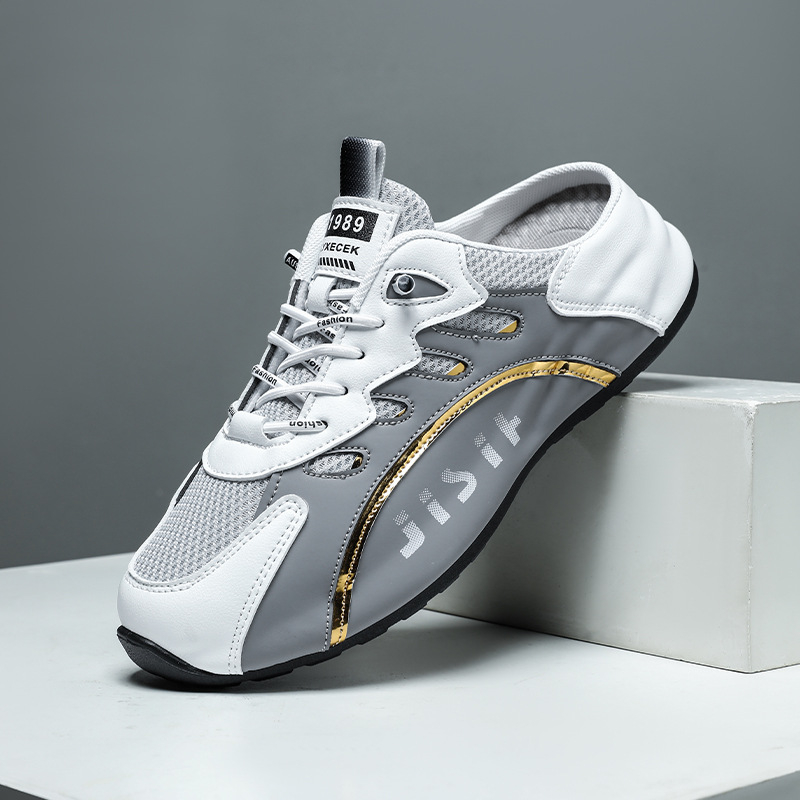 Férfi Slip-On cipő, lélegző hálós felsőrésszel, PU felsőrész, gumírozott talp, injekciós öntéssel készült konstrukció, 2025 tavasz