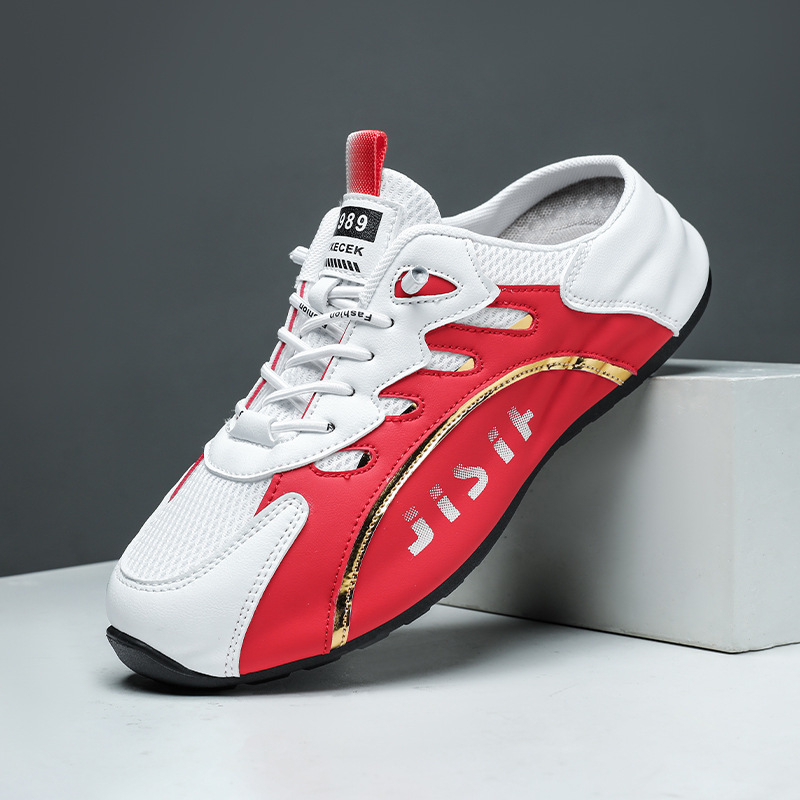 Férfi Slip-On cipő, lélegző hálós felsőrésszel, PU felsőrész, gumírozott talp, injekciós öntéssel készült konstrukció, 2025 tavasz