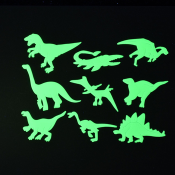 Сет светещи в тъмното пластмасови стенни стикери с динозавър и тиква — плосък дизайн, карикатурен стил, повече от 5 бр.