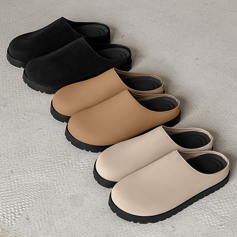 Muške Baotou slip-on papuče s gornjim dijelom od umjetne kože, PVC đon, injekcijski oblikovana konstrukcija, izdanje 2025.
