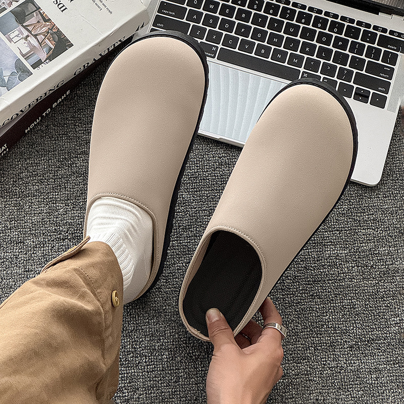 Muške Baotou slip-on papuče s gornjim dijelom od umjetne kože, PVC đon, injekcijski oblikovana konstrukcija, izdanje 2025.