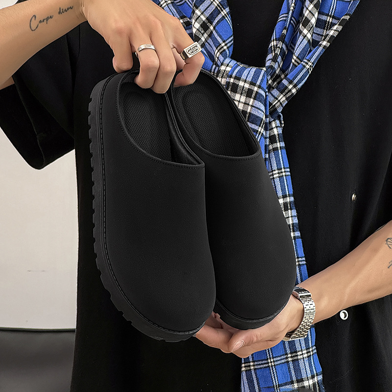 Muške Baotou slip-on papuče s gornjim dijelom od umjetne kože, PVC đon, injekcijski oblikovana konstrukcija, izdanje 2025.