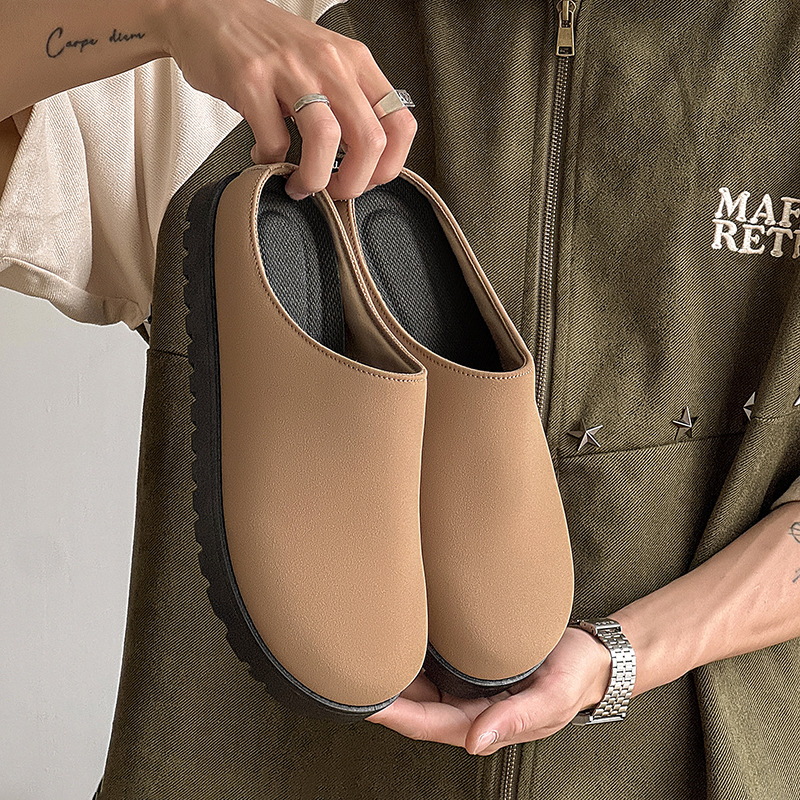Muške Baotou slip-on papuče s gornjim dijelom od umjetne kože, PVC đon, injekcijski oblikovana konstrukcija, izdanje 2025.