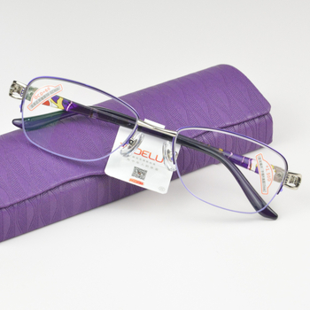 Sunset Red naočale za čitanje, metalni polu-okvir, ovalne leće, akrilne leće, zaštita od plave svjetlosti, za daleko i blizu