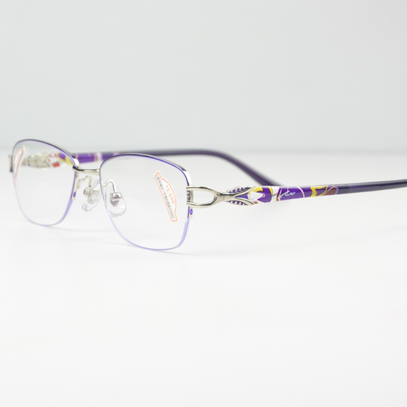 Sunset Red naočale za čitanje, metalni polu-okvir, ovalne leće, akrilne leće, zaštita od plave svjetlosti, za daleko i blizu