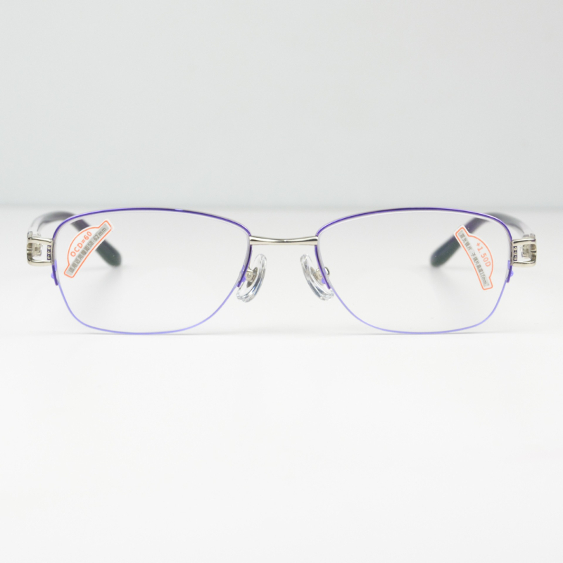 Sunset Red naočale za čitanje, metalni polu-okvir, ovalne leće, akrilne leće, zaštita od plave svjetlosti, za daleko i blizu