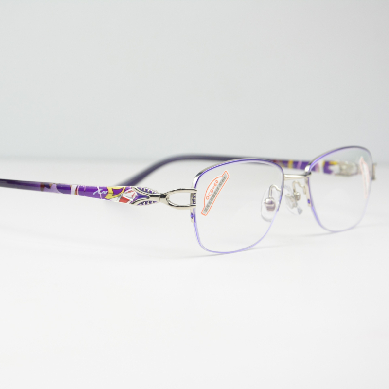 Sunset Red naočale za čitanje, metalni polu-okvir, ovalne leće, akrilne leće, zaštita od plave svjetlosti, za daleko i blizu