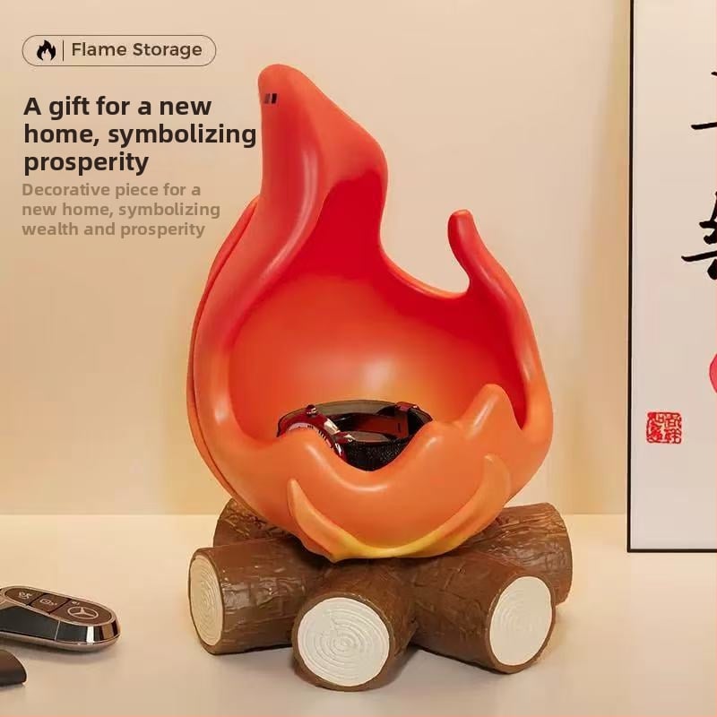 Smoljeni ukrasni predmet za ulazni prostor s motívom plamena i ladicom za ključeve — ekološki prihvatljiv materijal, suvremeni minimalistički stil, brend gsf