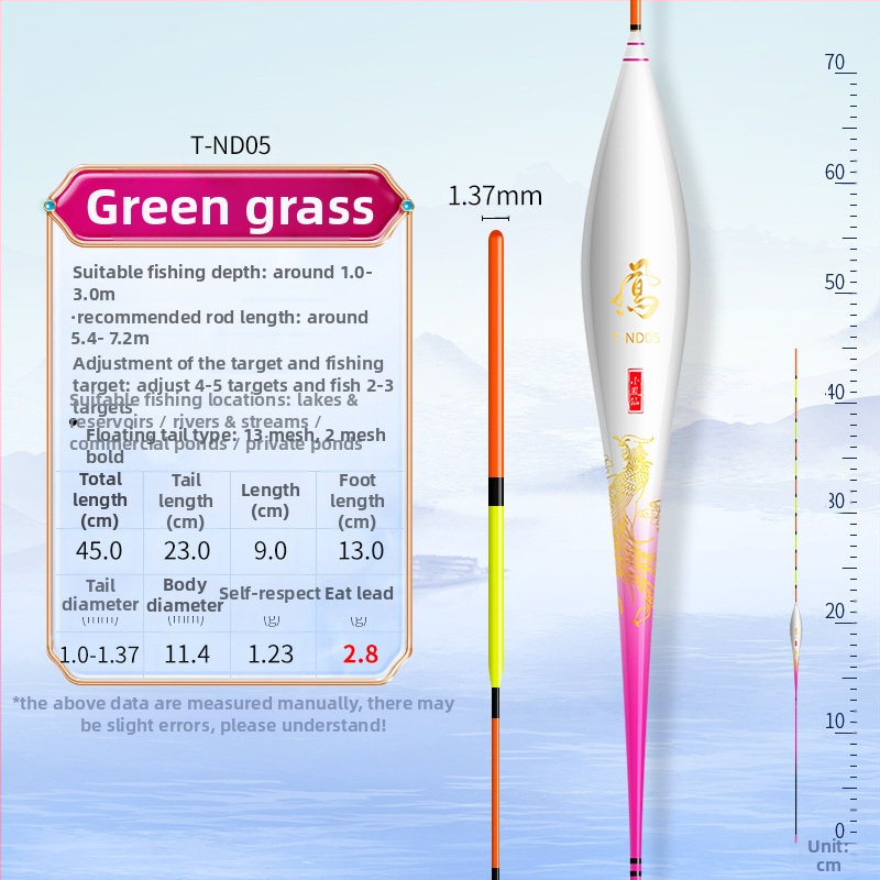 Plută de pescuit cu sensibilitate înaltă, conică; material nano; model T-nd; origine Linxiang; categorie: plută de pescuit