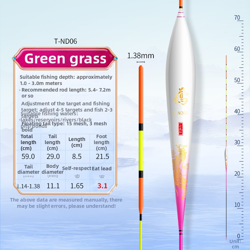 Plută de pescuit cu sensibilitate înaltă, conică; material nano; model T-nd; origine Linxiang; categorie: plută de pescuit