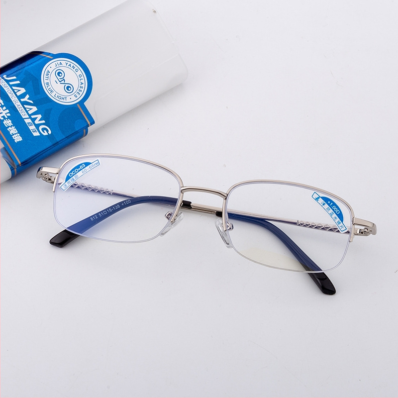 Naočale za čitanje s lećama od smole, zaštita od plavog svjetla, UV i zračenja, poluokvir od metala