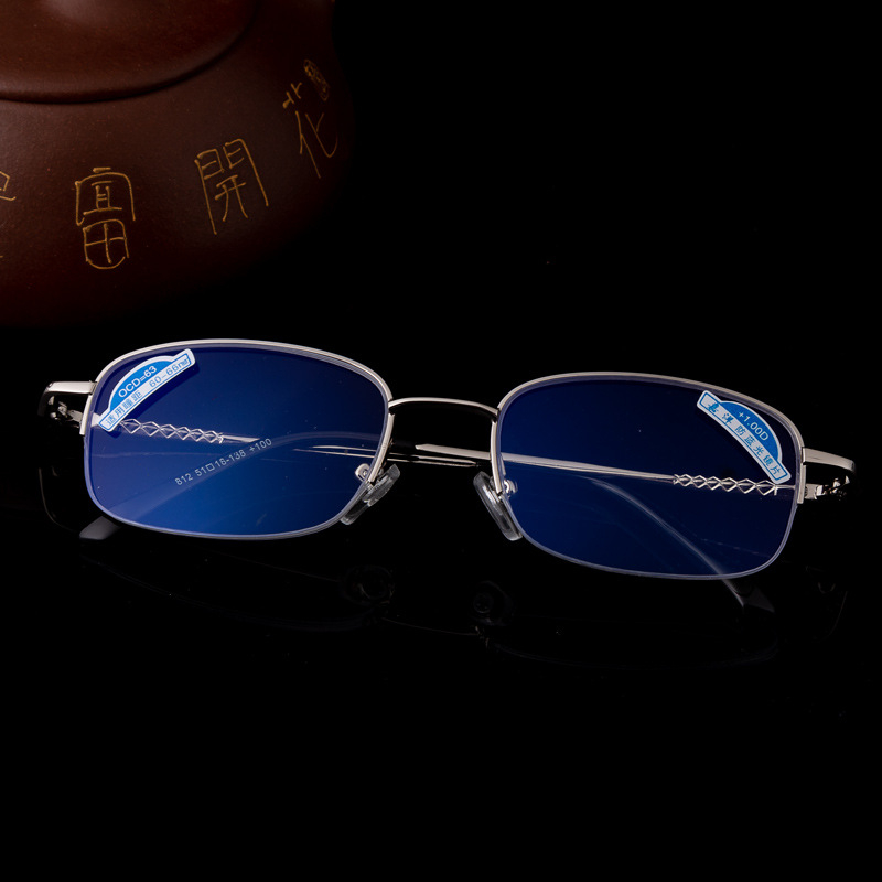 Naočale za čitanje s lećama od smole, zaštita od plavog svjetla, UV i zračenja, poluokvir od metala