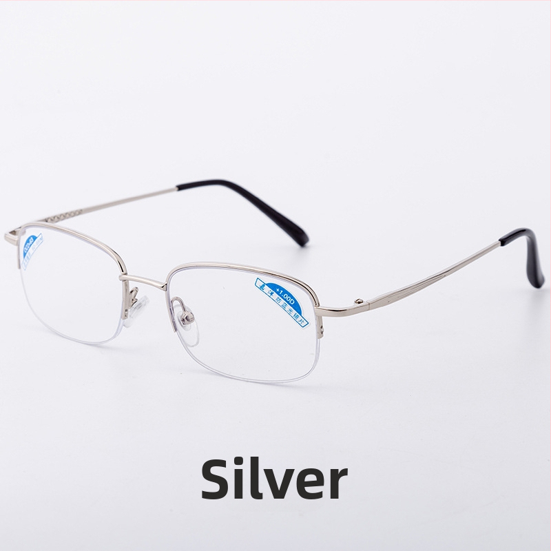 Naočale za čitanje s lećama od smole, zaštita od plavog svjetla, UV i zračenja, poluokvir od metala