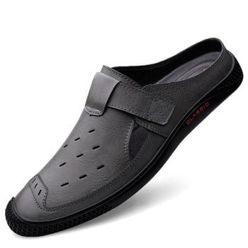 Muške papuče bez pete, prozračne dvostruko goveđe kože vršni dio, gumeni potplat, slip-on dizajn