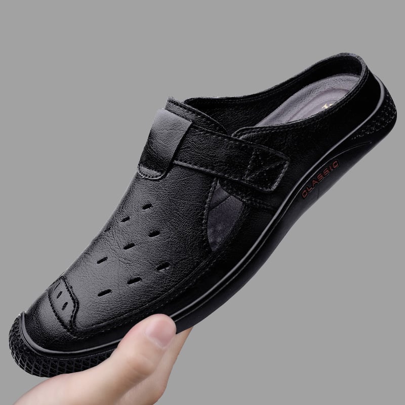 Muške papuče bez pete, prozračne dvostruko goveđe kože vršni dio, gumeni potplat, slip-on dizajn