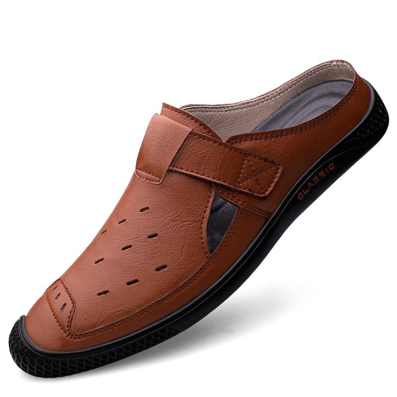 Muške papuče bez pete, prozračne dvostruko goveđe kože vršni dio, gumeni potplat, slip-on dizajn