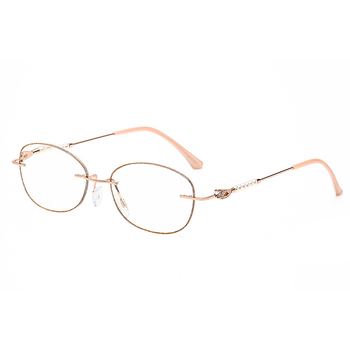 Bezramne naočale za čitanje s metalnim okvirom, asferične leće protiv plave svjetlosti, ovalni okvir za manje lice, ultra lagane za osobe srednje i starije dobi
