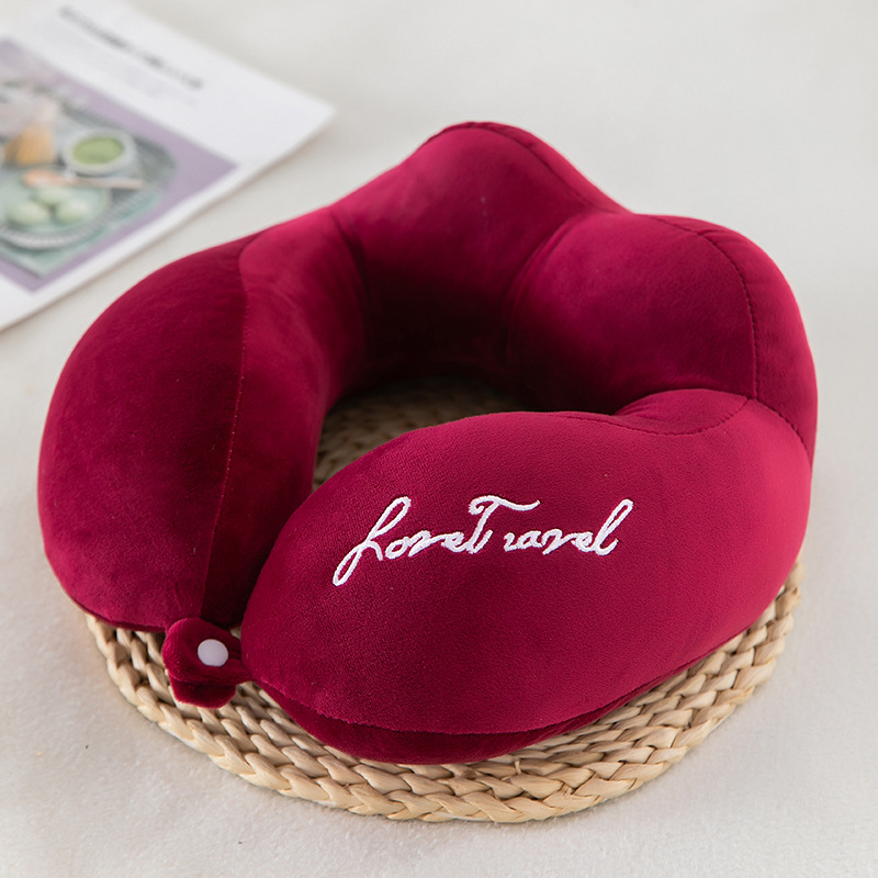 У-образна възглавница за врата за пътуване и офис, напълнена с PP памук, калъф Crystal Velvet, стил модерен минимализъм, У-образна форма, универсална употреба