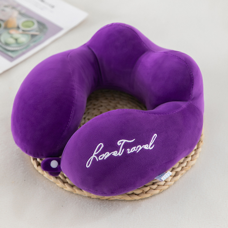 У-образна възглавница за врата за пътуване и офис, напълнена с PP памук, калъф Crystal Velvet, стил модерен минимализъм, У-образна форма, универсална употреба