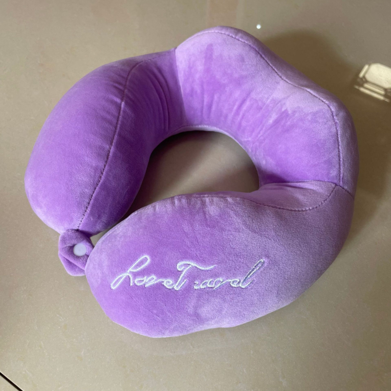 У-образна възглавница за врата за пътуване и офис, напълнена с PP памук, калъф Crystal Velvet, стил модерен минимализъм, У-образна форма, универсална употреба