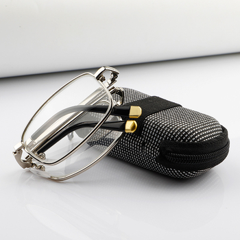 Sklopive naočale za čitanje s lećama od stakla za starije osobe – leće visoke definicije, metalni okvir, puni okvir, kompaktne u džepu