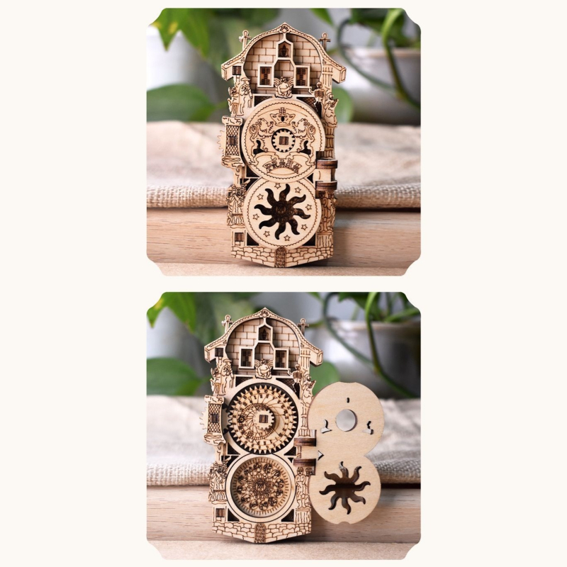 Magnet za hladnjak – Praški sat s okretanjem zupčanika, plastika i smola, putni suvenir, retro jedinstven dizajn