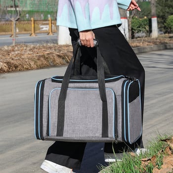 Četverostrano proširiva torba za kućne ljubimce, prijenosna putna torba za mačke, auto-kompatibilna, Oxford materijal, kapacitet 49, za 3–5 kg