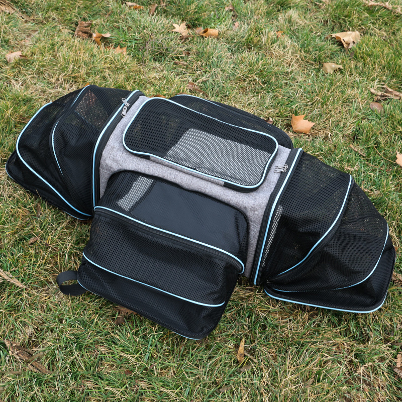 Četverostrano proširiva torba za kućne ljubimce, prijenosna putna torba za mačke, auto-kompatibilna, Oxford materijal, kapacitet 49, za 3–5 kg