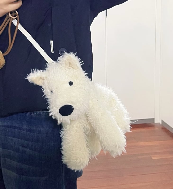 Backpack λούτρινο σκυλί με χιαστί — Ουέστ Χάιλανττερ, Jellycatnip, γέμισμα PP cotton, ύφασμα plush, κατάλληλο για ηλικίες 14+