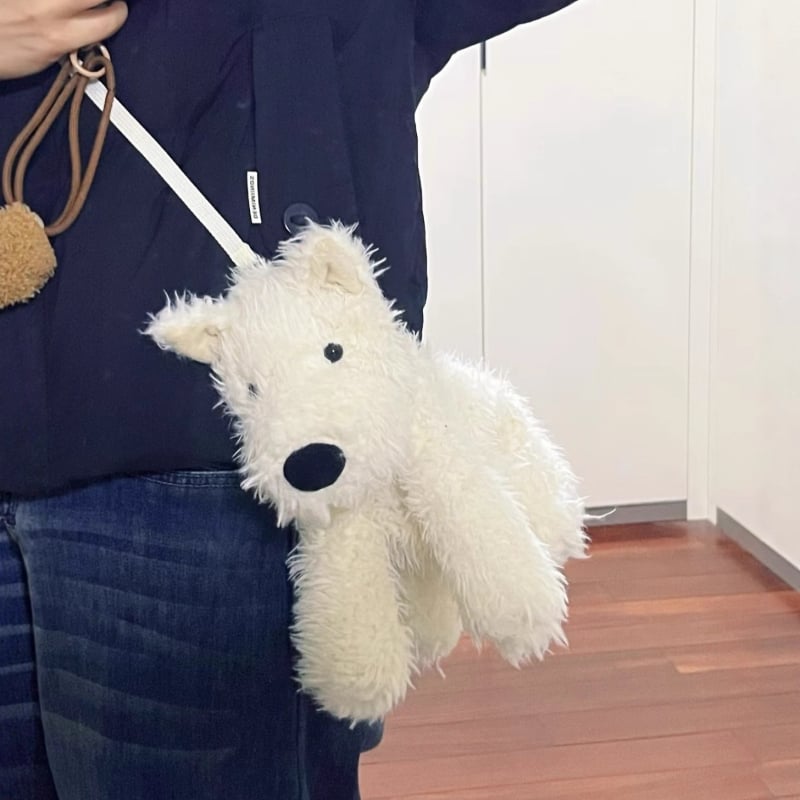 Backpack λούτρινο σκυλί με χιαστί — Ουέστ Χάιλανττερ, Jellycatnip, γέμισμα PP cotton, ύφασμα plush, κατάλληλο για ηλικίες 14+