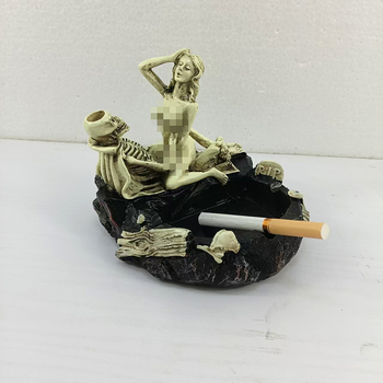 Ručna smolna pepeljara s motivom lubanje, europsko-američki stil, s spremnikom za pepeo, pogodna za dom ili ured