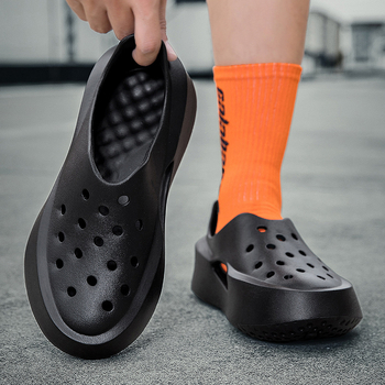 Square-Toe Clogs za muškarce – Visoka platforma za povećanje visine, EVA gornji i đon, Elastično zatvaranje, Outdoor vodeni plažni sandali (Proljeće 2025)