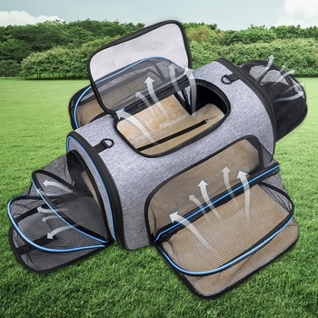 Torba za prijevoz kućnih ljubimaca za mačke i pse, cross-body torba, Oxford plat s prozračnom mrežicom, uzorak pahulje snijega, srednji-veliki kapacitet, prilagodljiva tvrdoća
