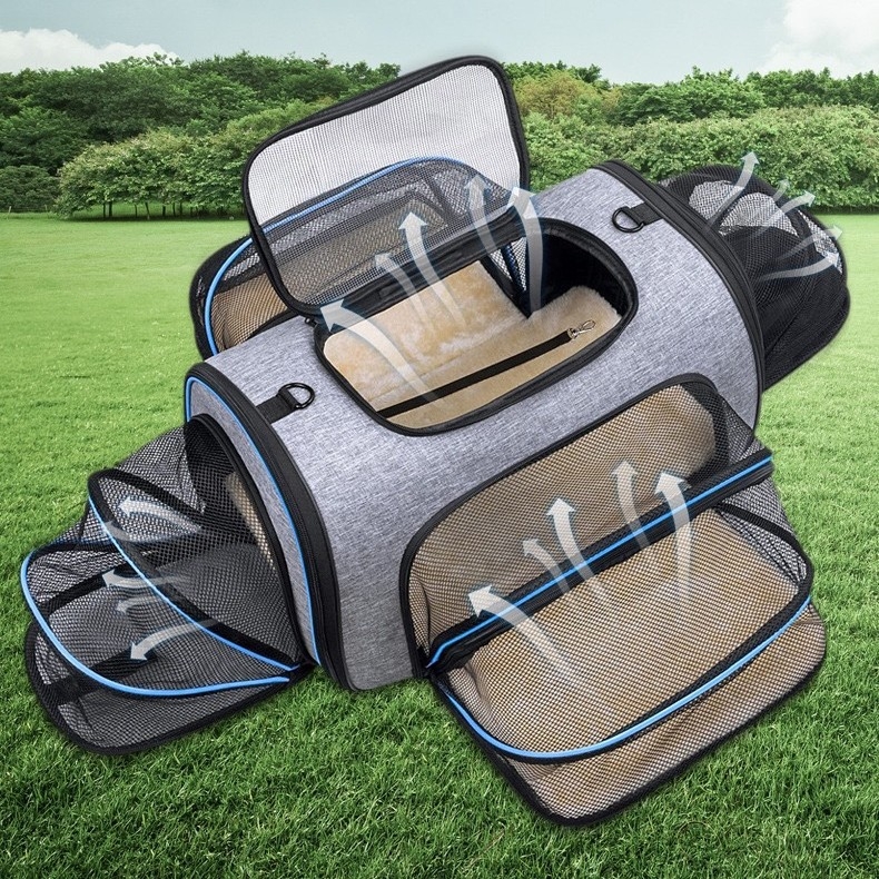 Torba za prijevoz kućnih ljubimaca za mačke i pse, cross-body torba, Oxford plat s prozračnom mrežicom, uzorak pahulje snijega, srednji-veliki kapacitet, prilagodljiva tvrdoća