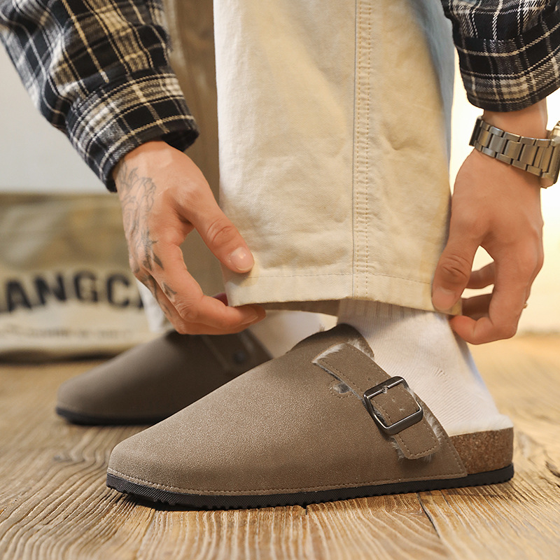Muške papuče s debelom potplatom za povećanje visine, slip-on, PVC potplat, gornji dio od imitacije superfibra, otporne na trošenje