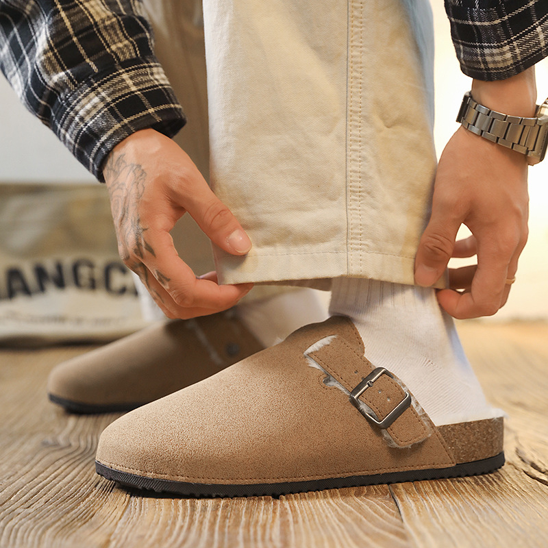 Muške papuče s debelom potplatom za povećanje visine, slip-on, PVC potplat, gornji dio od imitacije superfibra, otporne na trošenje
