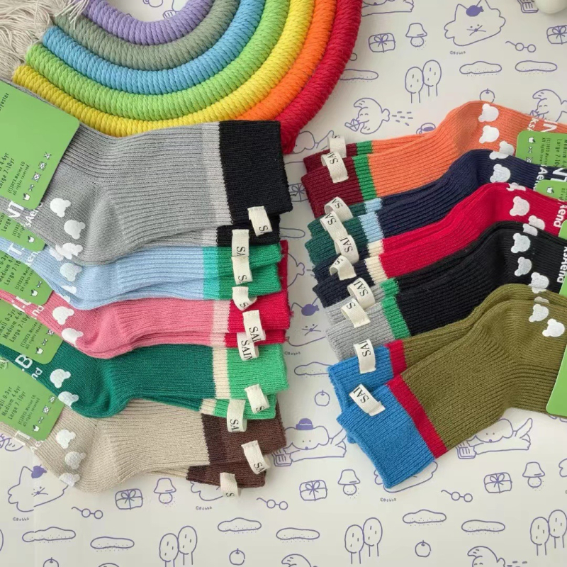 Dječje čarape srednje duljine od pamuka, Jacquard pletenje, 80% pamuka, Unisex, prozračne